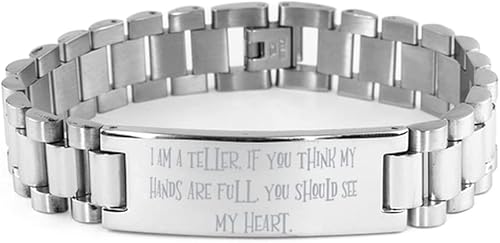 I am a Teller. If You Think My Hands are Full, You Should See My Heart. Ladder Bracelet, Teller Engraved Bracelet, Cool for Teller
