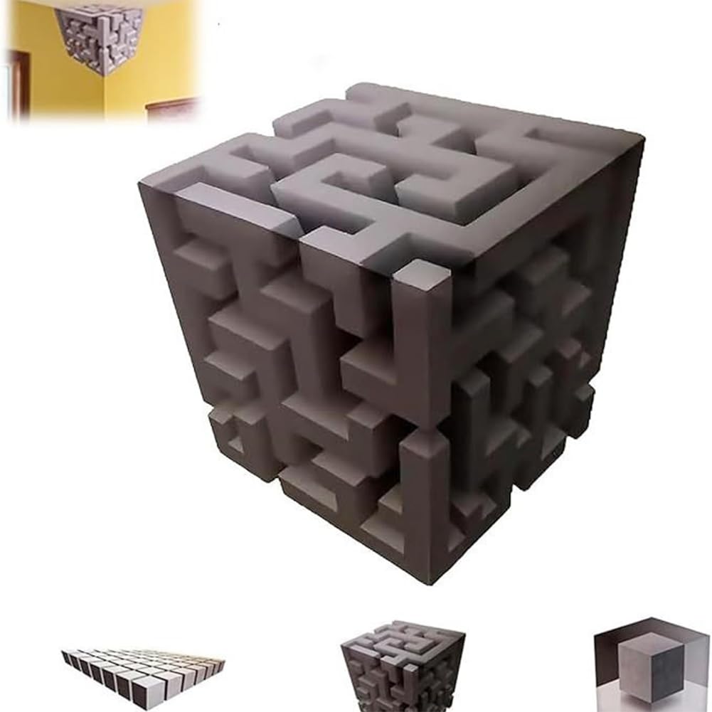 Jynkchrenzic Gray 3D Wall Art Optical Illusion Corner Wall Decal,3D Corner Optical Illusion Wall Sticker,Art That Reshapes Reality,Stereoscopic Cube Sticker For Living Room,Gallery Space Decor