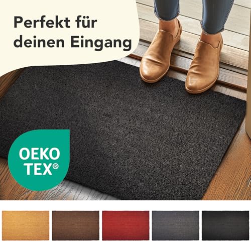 Paillasson extérieur intérieur coco noir 60x90 tapis de porte entrée maison 17mm - 7