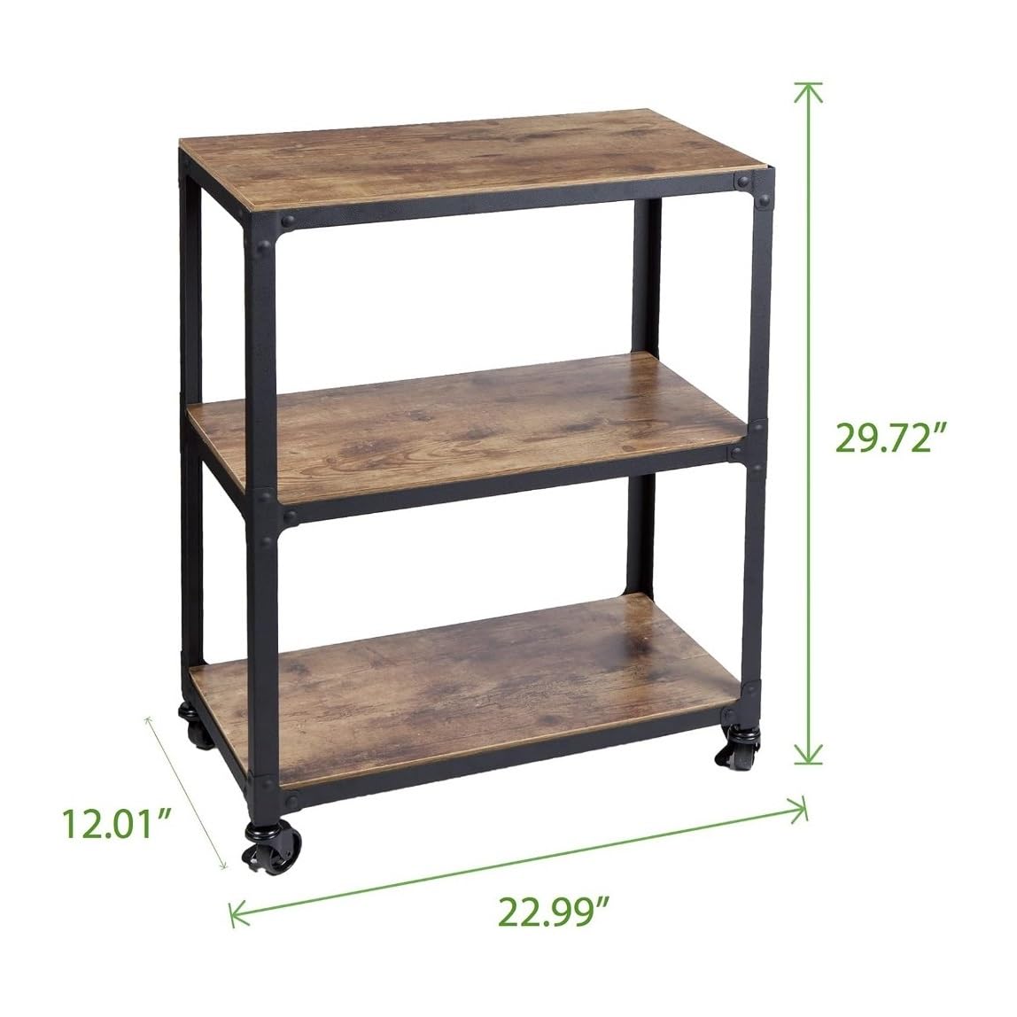 Cocina Isola cucina e carrelli, Carrello con rotelle, Supporto for microonde, caffè a 3 livelli, Marrone Estante de almacenamiento