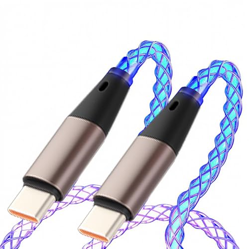 JiaHeHe Cavo di ricarica RGB da Usb-C a Type-C da 1 m, cavo di ricarica rapida da 66 W con illuminazione a LED, cavo di ricarica illuminato per tutti i dispositivi USB-C