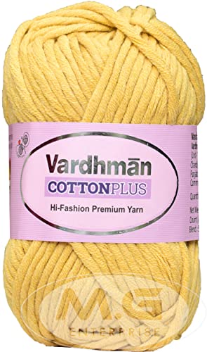 Image of M.G ENTERPRISE VAR dhman Cotton Plus 16-ply Mustard 600 GMS 51% Cotton, 49% Acrylic Craft Yarn