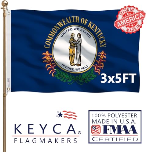 KEYCA Kentucky Flag 3x5 FT 100% Made in The USA-Heavy Duty Vibrant Colors Double Sided Kentucky State Flag with 2 Brass Grommets for Home/Company/Indoor Outdoor Decoration