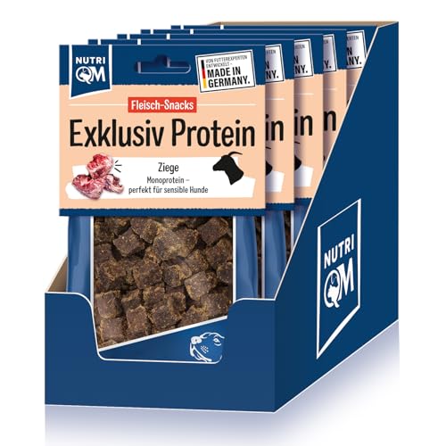 NutriQM® Exklusiv Protein Hundesnack Ziege | 5 x 100 g | Monoprotein & Getreidefrei | Hundeleckerli für Sensible Hunde | Ohne künstliche Zusätze | Ideal als Trainingsleckerli | Made in Germany