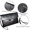 Ogetok Mens Clutch Bag Black Leather Wristlet Wallets for Women Men, Handbag Purse with Wrist Strap, 10 inch Large Hand Bag, Small Travel Wristlet Business Briefcase Bag Phone Holder Purse #3