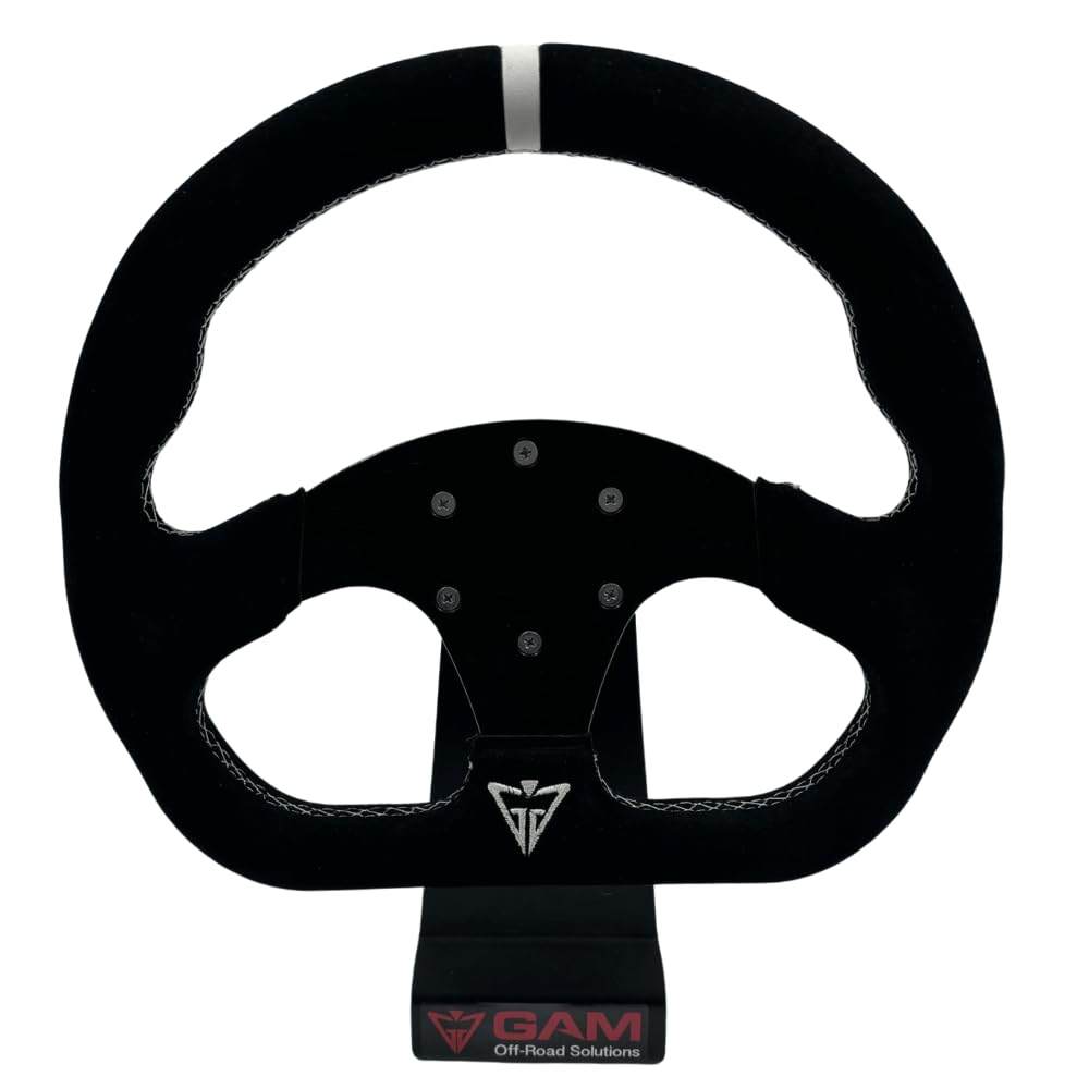 GAM Steering Wheel Sport D-Shape With Hub Adapter For SXS UTV Fits Can am X3 Polaris RZR Lethear Alacantara (Alcantara)