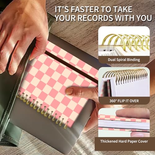 Carnet de notes A5 ligné de qualité supérieure à double fil rose