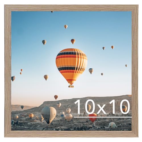 Image of JCJMY 10x10 Picture Frame for Wall Hanging, Wall Mounting Horizontally or Vertically, 10 x 10 Square Wall Gallery Poster Photo Frame with Durable Shatter Resistant Plexiglass, Rustic Brown
