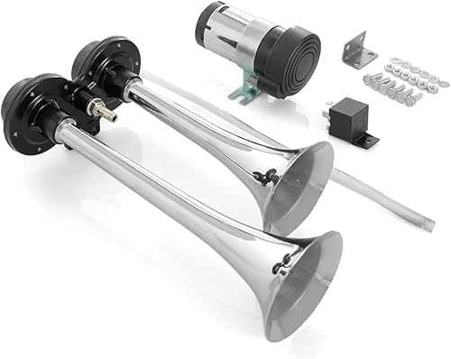 HIGHSOAR - Bocina de aire para camión de 12 V, 150 db, kit de bocinas de trompeta dual con compresor universal para coche, tren, barco