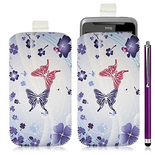 Housse coque étui pochette pour HTC Desire Z avec motif HF06 + Stylet luxe