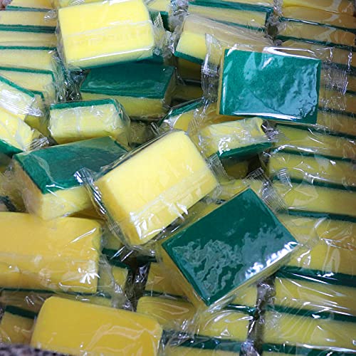 Image of Individually Wrapped Sponges,600 Pack Sponges Individually Wrapped for Kitchen Scrub Dish Dishes Dishwashing Cleaning Non Scratch Scrubber Bulk Case - Small Mini