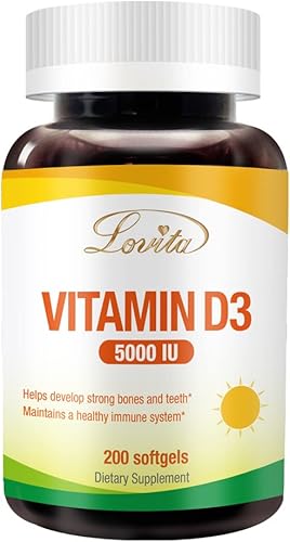 Lovita Vitamina D3 5000 UI para aumentar el apoyo inmune ayuda a la absorciĂłn de calcio apoya los dientes saludables el desarrollo de huesos y Lovita Vitamina D3 5000 UI para aumentar el apoyo inmune ayuda a la absorciĂłn de calcio apoya los dientes saludables el desarrollo de huesos y