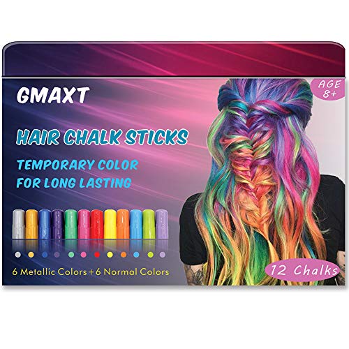 GMAXT Hair Chalk,12 Color Temporary Hair Chalk Pens,Noble Color is The Best Gift For Girls