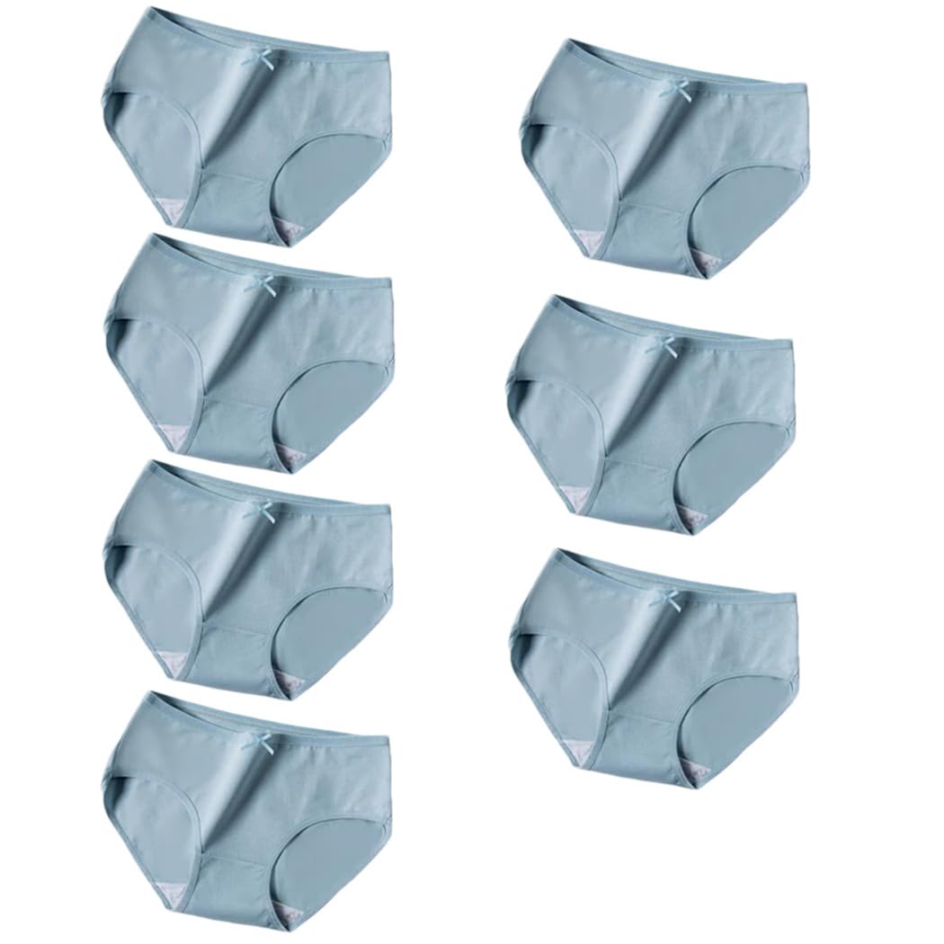 7 bragas de algodón transpirables para mujer, bragas sólidas, suaves, sin costuras