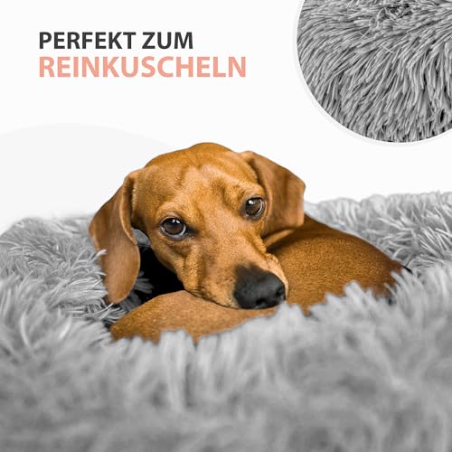 Amazinggirl Hundebett für kleine mittelgroße und Grosse Hunde ∅ 80 cm - Hundekissen Hundebetten Hundesofa Dog Bed Hundematratze Hundekorb oder Wolkenbett flauschig und waschbar Hellgrau