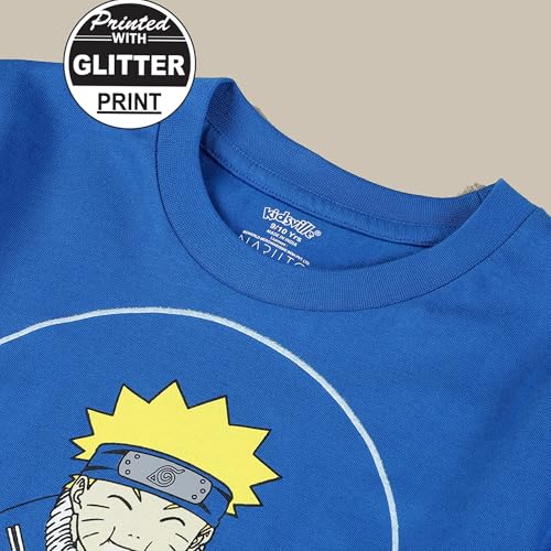 Image of Kidsville Official Naruto Anime Boys Half Sleeves Round Neck Graphic Character Printed Regular Fit Pure Breathable Cotton Fabric Tshirt
