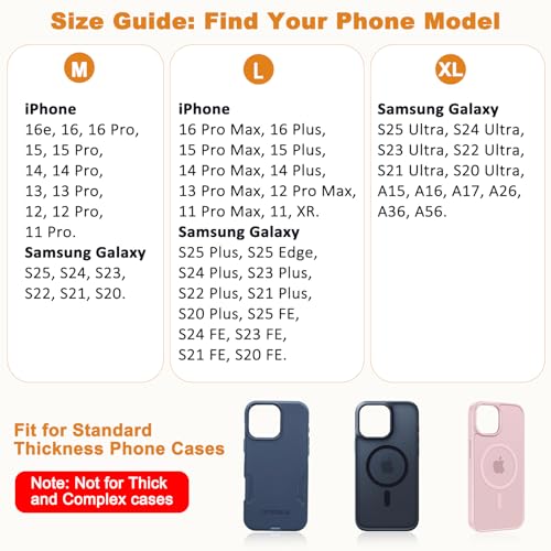 Image of ykooe Holster Compatible with iPhone 16 15 14 13 12 and Pro Galaxy S25 24 23 22 21 Nylon Cell Phone Belt Holder Pouch with Magnetic Closure for Men (Fits Protective Cover on), Blue -M