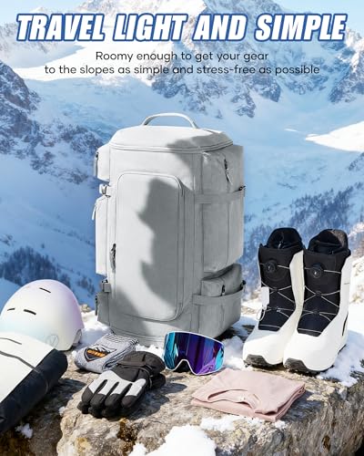 VENATIN Mochila de esquí al vacío,Snowboard, Casco Accesorios Mochila para Botas de esquí,viaje Senderismo para Exteriores Gris - imagen 6