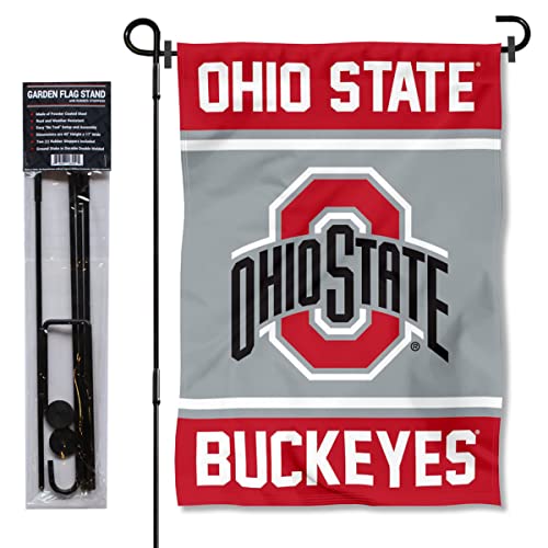 Ohio State Buckeyes Garden Flag with Stand Holder
