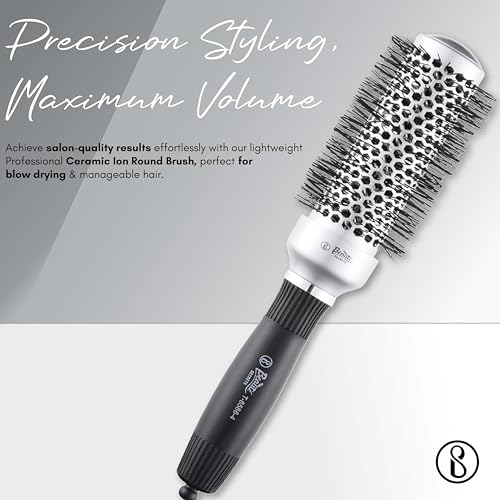 Image of Beaute Secrets Professional Round Brush for Blow Drying Ceramic Ion Thermal Barrel Brush for Precise Styling and Maximum Volume - Lightweight Round Hair Brush for Manageable Hair (32 MM)