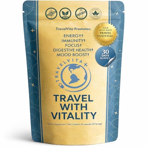 Natural Travel Pills - Traveling Supplement for Jet Lag Relief, Digestion, Immunity, Energy, Sleep,...