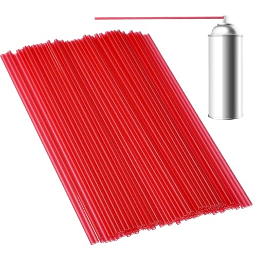 100 pitillos plásticos rojos 12 cm para aerosol miniatura 1
