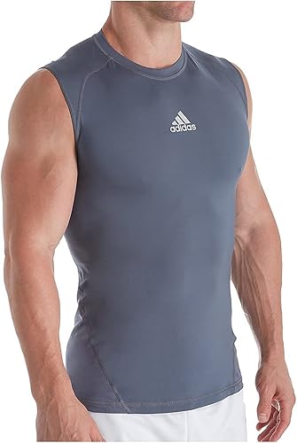 adidas Camiseta de compresión sin mangas Alphaskin 843T 4XL Onix para hombre, Onyx