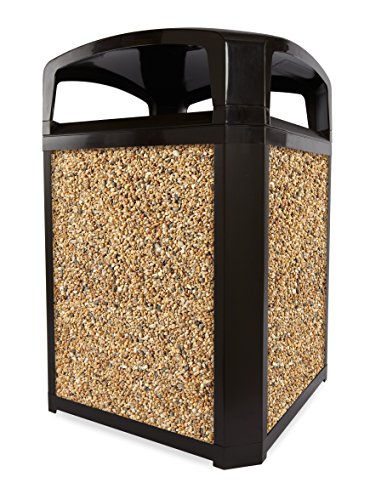 Image of Rubbermaid Commercial Products Landmark Trash Can Frame with Rigid Liner, Dome Top, 35 GAL, Black Plastic, Outdoor for Stadiums /Parks /Shopping Plazas