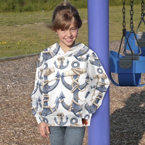 KLL Nautical Design Marine Ocean and Rope Unisex Girls Boys Sweatshirts Sweater Casual Cool Hoodie Clothes Kangaroo Pocket4