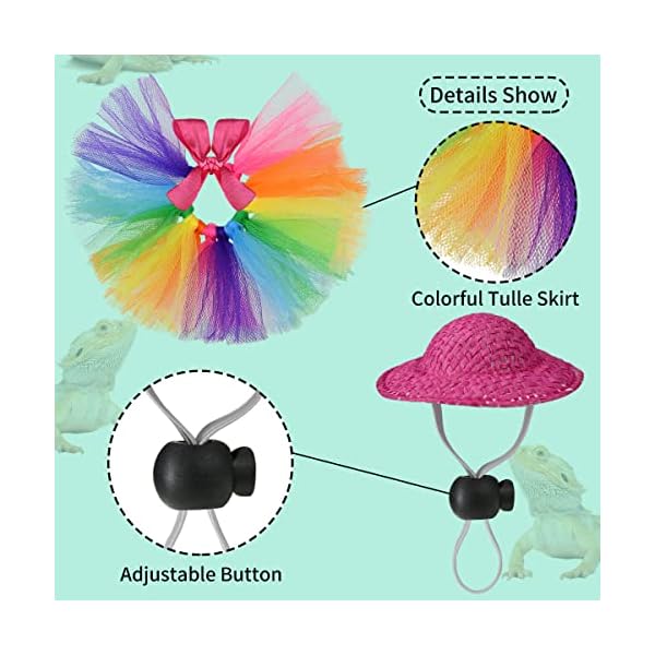Vehomy bearded dragon costume bearded dragon hat for lizards bearded dragon tutu skirt & reptile mini deck chair small pet costume outfits clothes photo props for lizards geckos hamsters rats 3pcs - image 4