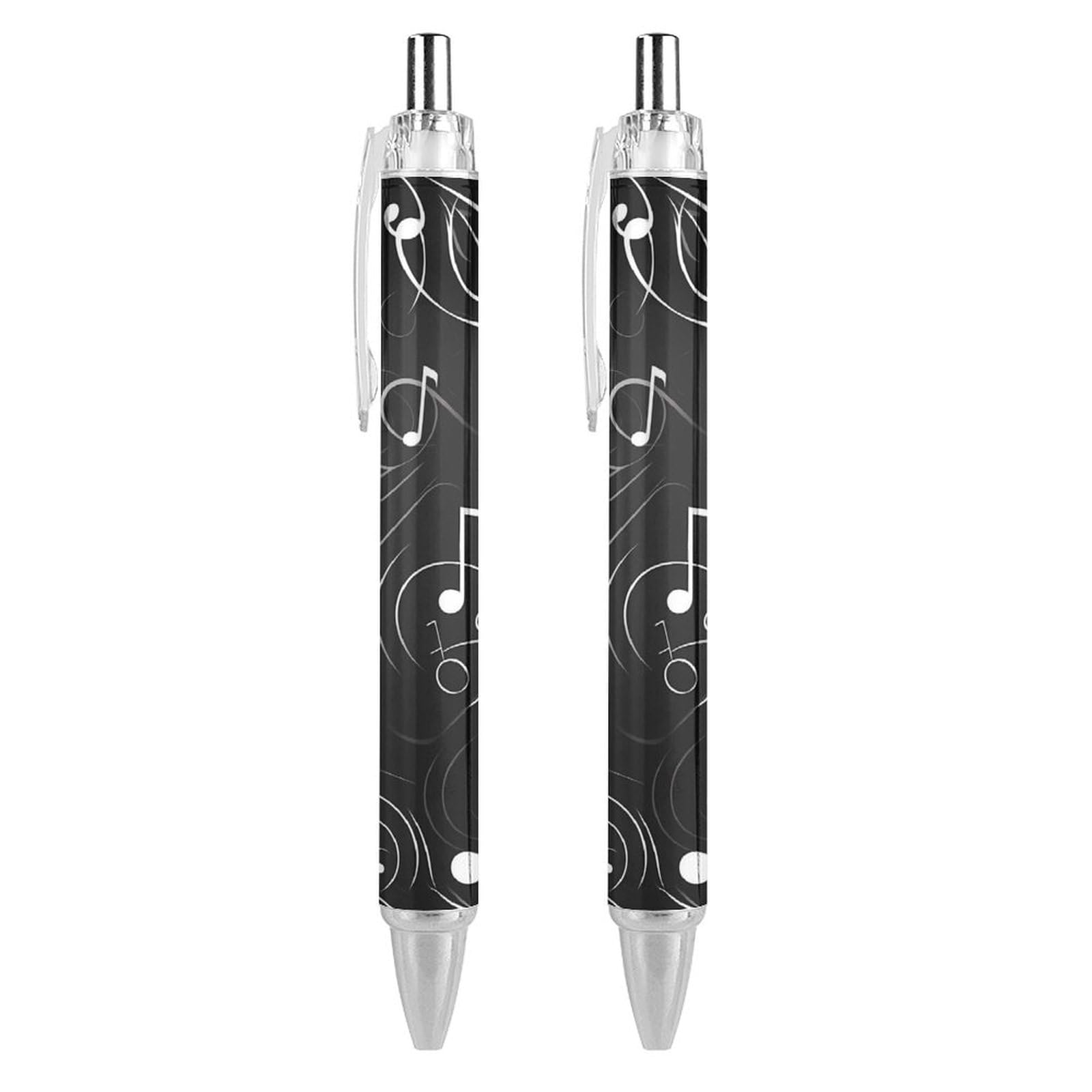 THKVSV Music Notes Retractable Ballpoint Pen Black Ink Ball Point Pens Work Pens for Men Women 2 PCS