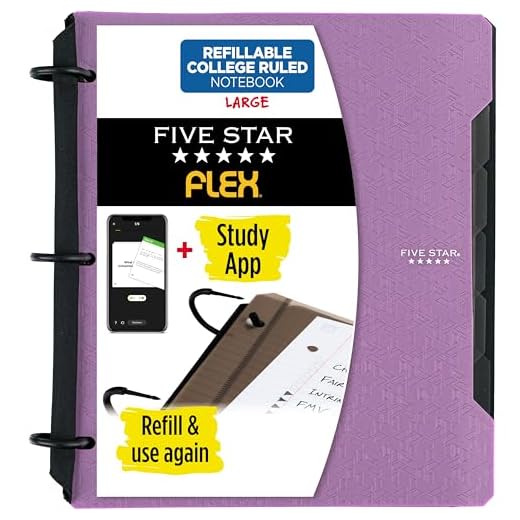 Five Star Flex Hybrid NoteBinder, 1 Inch Binder with Tabs, Notebook and 3-Ring Binder All-in-One, Purple (29328AB6)