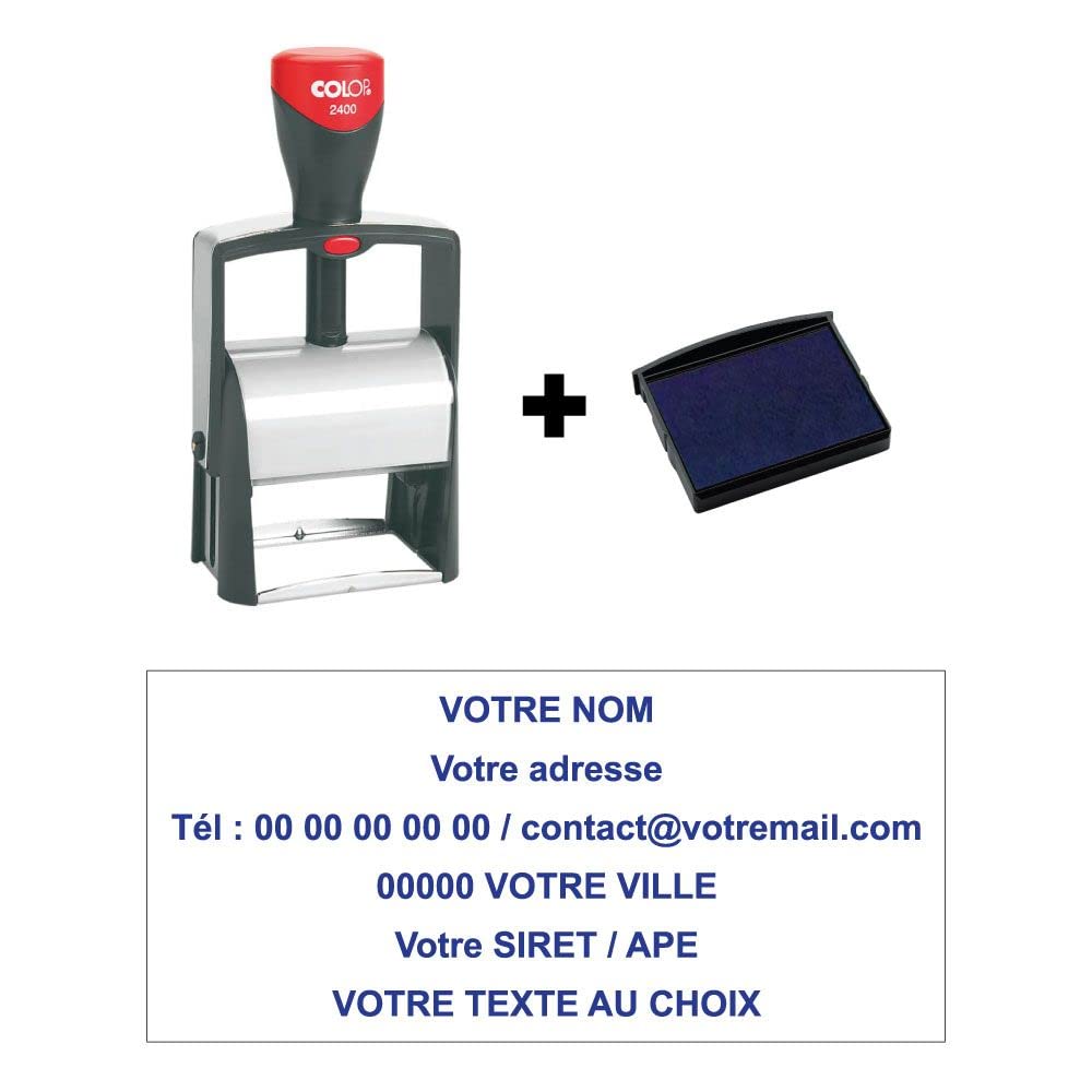 Tampon encreur Personnalisé 6 lignes COLOP Classic Line 2400 58x27mm pour adresse et raison sociale Bleu