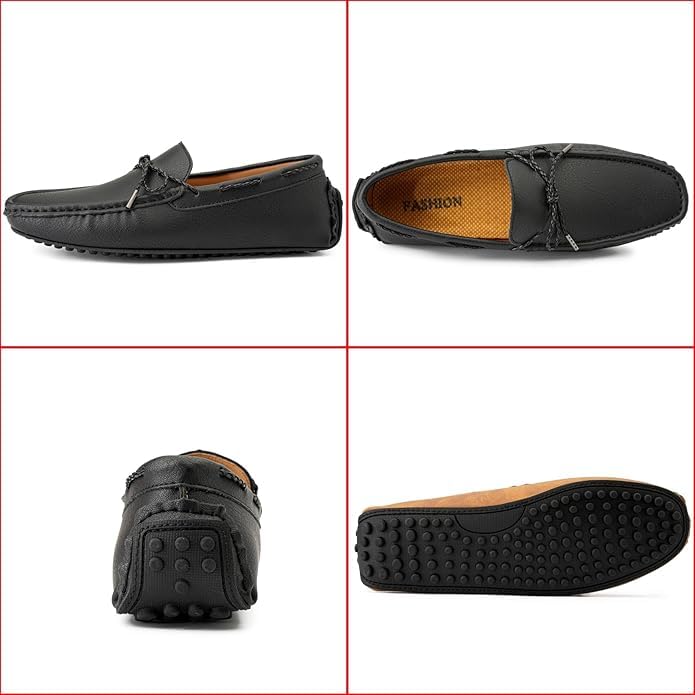 Men's Leather Penny Loafers Casual Lace up Slip on Gommino Flat Driving Shoes Comfort Dress Shoes3