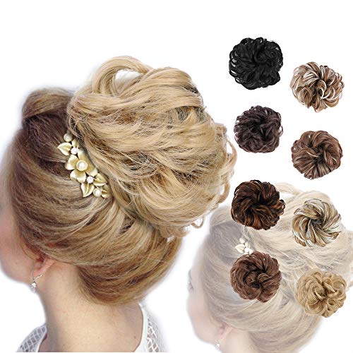 AISI QUEENS Tousled Updo Hair Piece Messy Bun Hair Extension Elastic Rubber Band Updo Extensions Hairpiece Synthetic Ponytail Hairpiece for Women (24#)