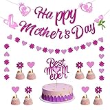 Tongcloud 11 pcs Happy Mother's Day Decoration Set Mother's Day Cake Toppers Table Decorations and H