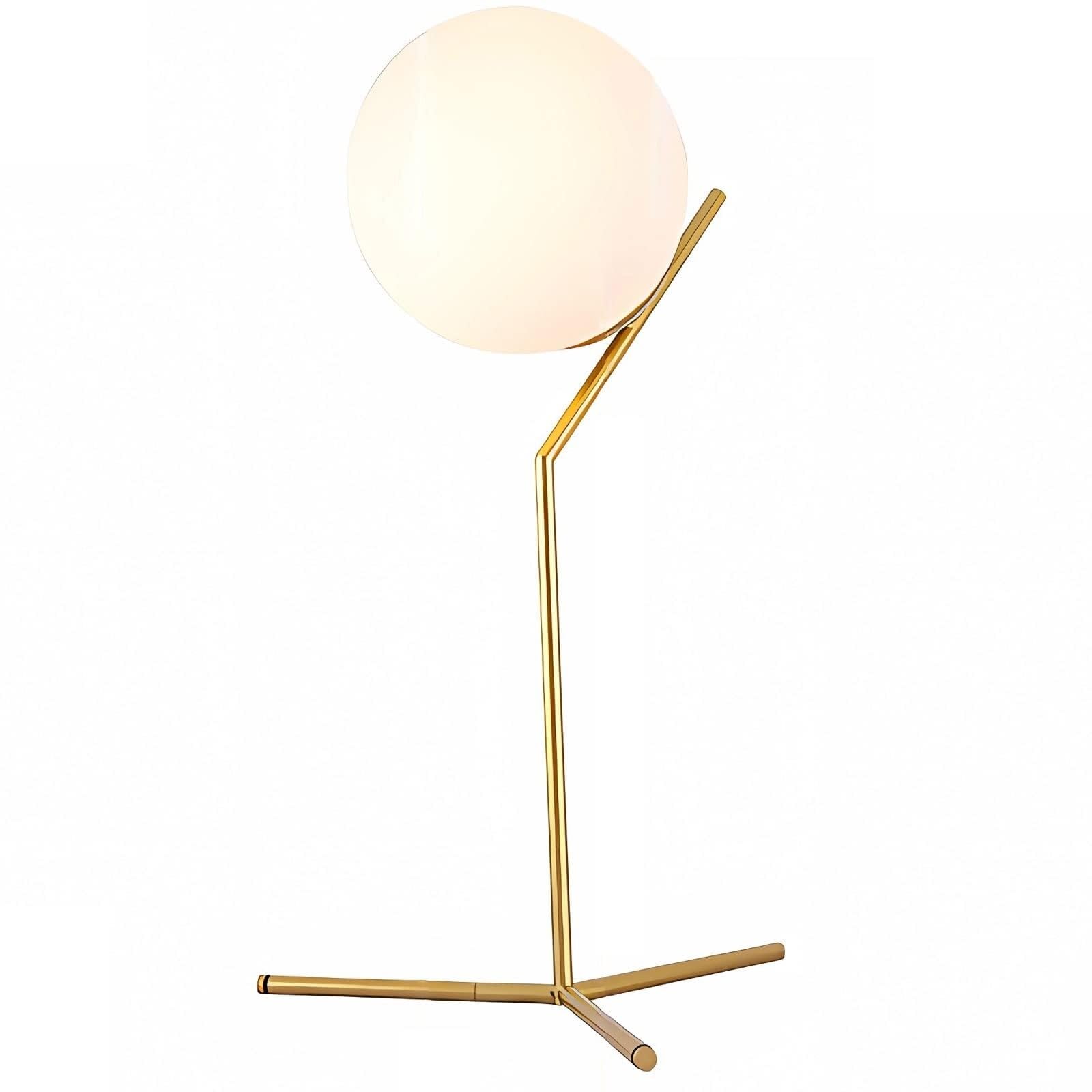 Lampada da Comodino di metà secolo, Lampada da Tavolo a Sfera in Vetro Bianco con Interruttore a Spina, Lampada da scrivania Decorativa for Camera da Letto, Soggiorno, Studio, Ufficio