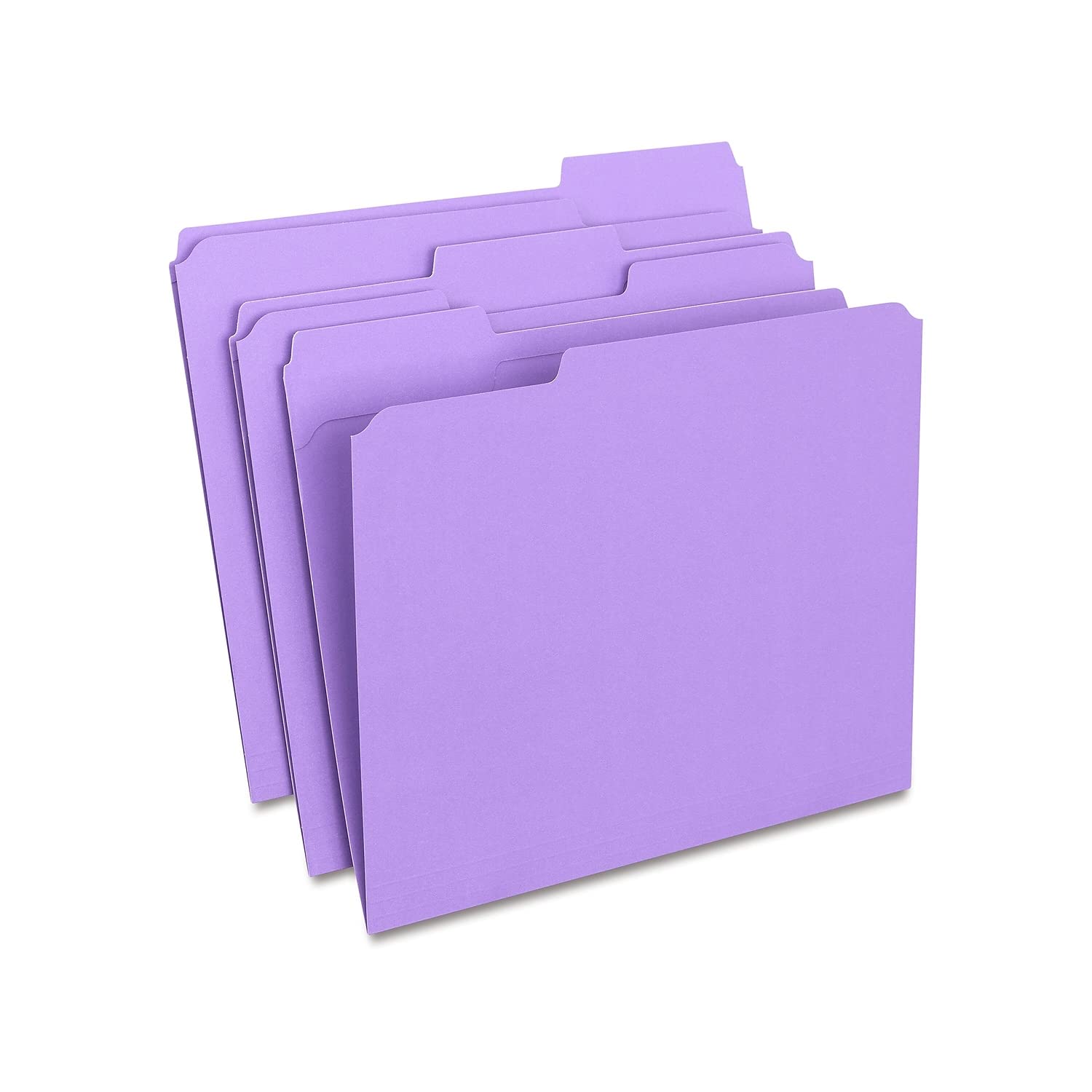 Staples Reinforced File Folders, Letter Size, 3‑Tab Design, Purple, Heavy‑Duty Construction, 100/Box