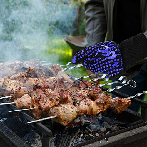 Image of Comsmart BBQ Gloves, 1472 Degree F Heat Resistant Grilling Gloves Silicone Non-Slip Oven Gloves Long Kitchen Gloves for Barbecue, Cooking, Baking, Cutting