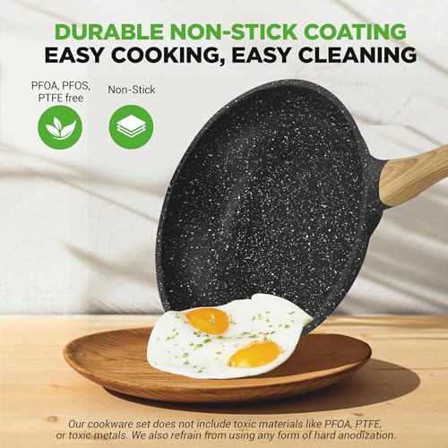 Image of NutriChef 22-Piece Nonstick Ceramic Cookware Set - Pots and Pans Set with Bakeware, Utensils & Oven Mitts, Induction Compatible, PTFE & PFAS Free, Tempered Glass Lids, Cool-Touch Handles -Black