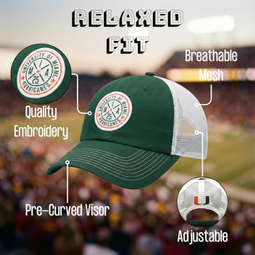 Gorra Ajustable Miami Hurricanes Verde/Blanco miniatura 6