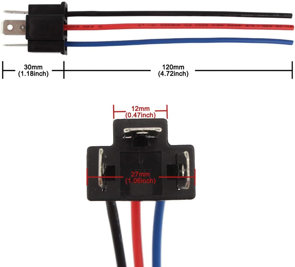 TOMALL H4 HB2 9003 Male Socket for LED Replacement Headlight Connector Wiring Harness Conversion Kit