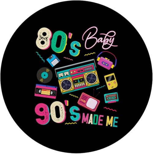 Miniatura 3 de Vintage 80's Baby 90's Made Me Retro 1980s Nostalgia 1990s PopSockets Standard PopGrip