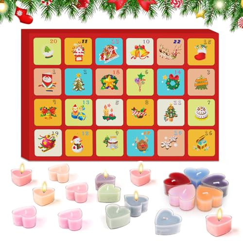 livre Calendrier de l'Avent 2025 Bougies, Calendrier de l'avent Bougie Parfumées, Calendrier Avent Bougie, avec 24 Bougies Chauffe-plat Parfumées, Cadeaux de Noël pour Maman, Sœur, Petite Amie