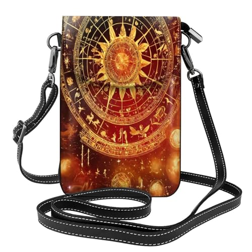 Mini bolso cruzado para teléfono celular con estampado de bronce y reloj de engranajes para mujer, uso diario y bolso de viaje, color negro, talla única, Negro, One Size