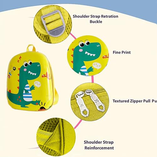 Image of BabyMoon Eggshell Multipurpose Kids Backpack | Children's School Bag for Boys & Girl's | Kids Travel Backpack | Dinosaur Yellow