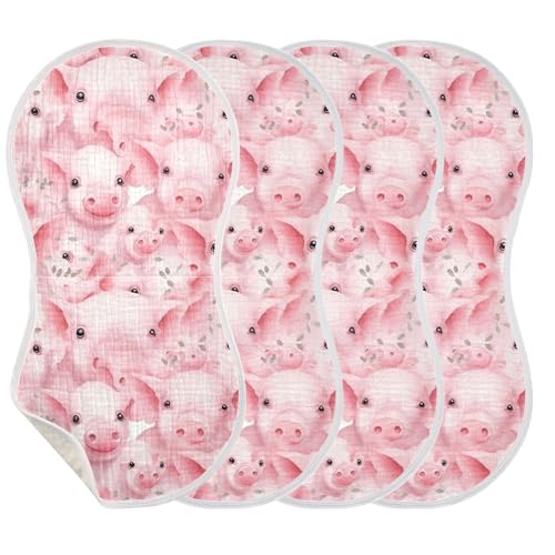 xigua Cute Pig Baby Burp Cloths for Newborn Boys and Girls 2 Pack, Soft & Absorbent Cotton Baby Burp Cloth, Baby Washcloths, Newborn Towel, Burp Rags3