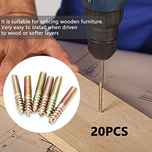 Image of M4 Hanger Bolts, Length 1 inch (25mm) | Double Headed Bolts, Self-Tapping Screw, For Furniture