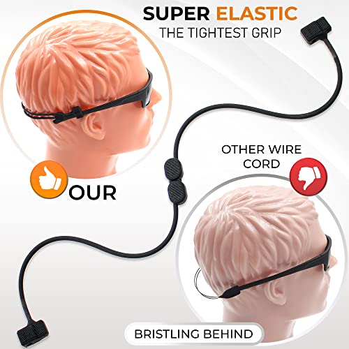 Glasses Strap Sunglass Holder - Adjustable Eyeglasses Strap - Silicone Sunglasses Strap For Men Women - Eye Glasses String Strap Lanyard - 2 Cords - 15" L (Black) #TOP1