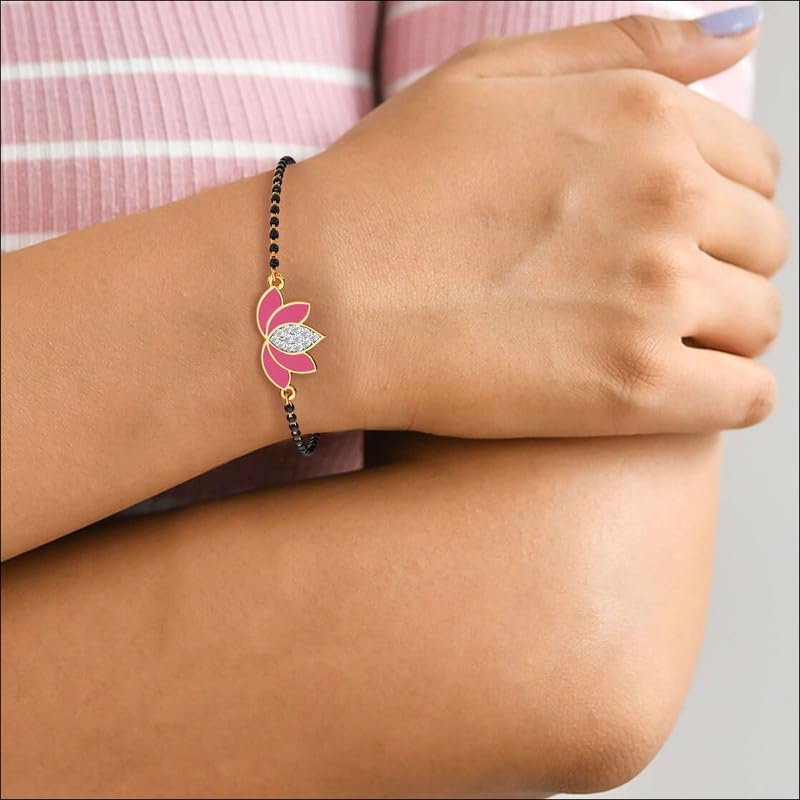 Image of KISNA Diamond Gold Mangalsutra Bracelet for Women
